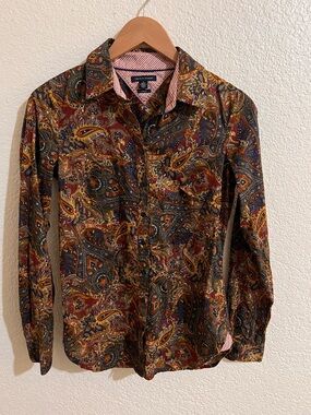 Vintage Tommy Hilfiger Multicolor Paisley Button-Up Blouse